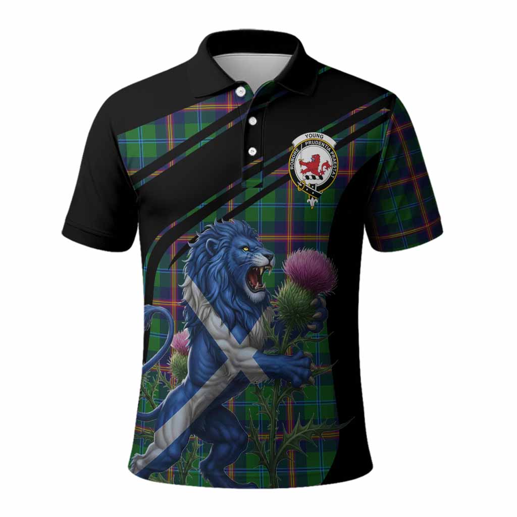 Young Tartan Crest Polo Shirt Scottish Lion Rampant Thistle