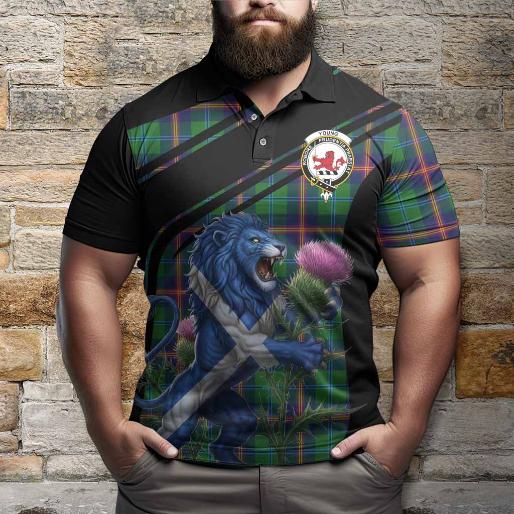 Young Tartan Crest Polo Shirt Scottish Lion Rampant Thistle
