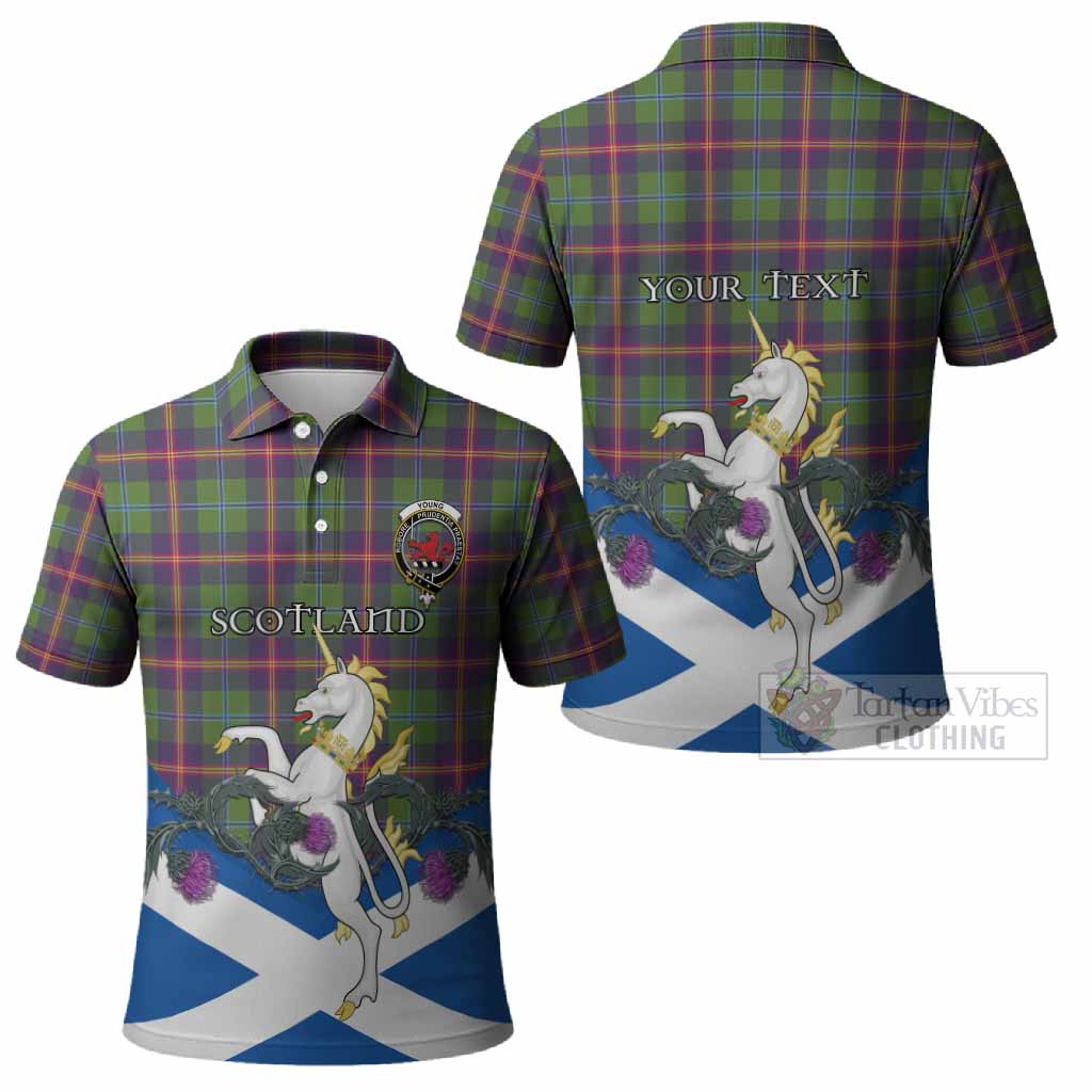 Young Tartan Crest Polo Shirt Scottish Unicorn With Thistle