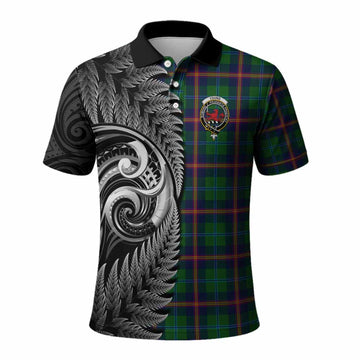 Young Tartan Crest Polo Shirt With New Zealand Silver Fern Maori Koru