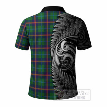 Young Tartan Crest Polo Shirt With New Zealand Silver Fern Maori Koru