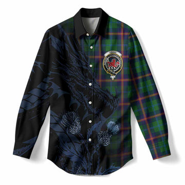 Young Tartan Crest Scottish Women Casual Shirt Dragon and Thistle