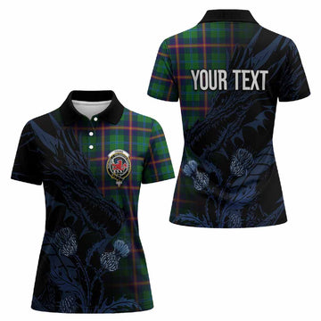 Young Tartan Crest Scottish Women Polo Shirt Dragon and Thistle