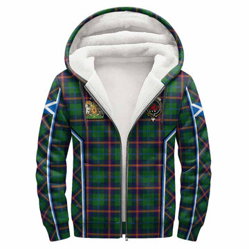 Young Tartan Crest Sherpa Hoodie Scotland Coat of Arm Flag Style