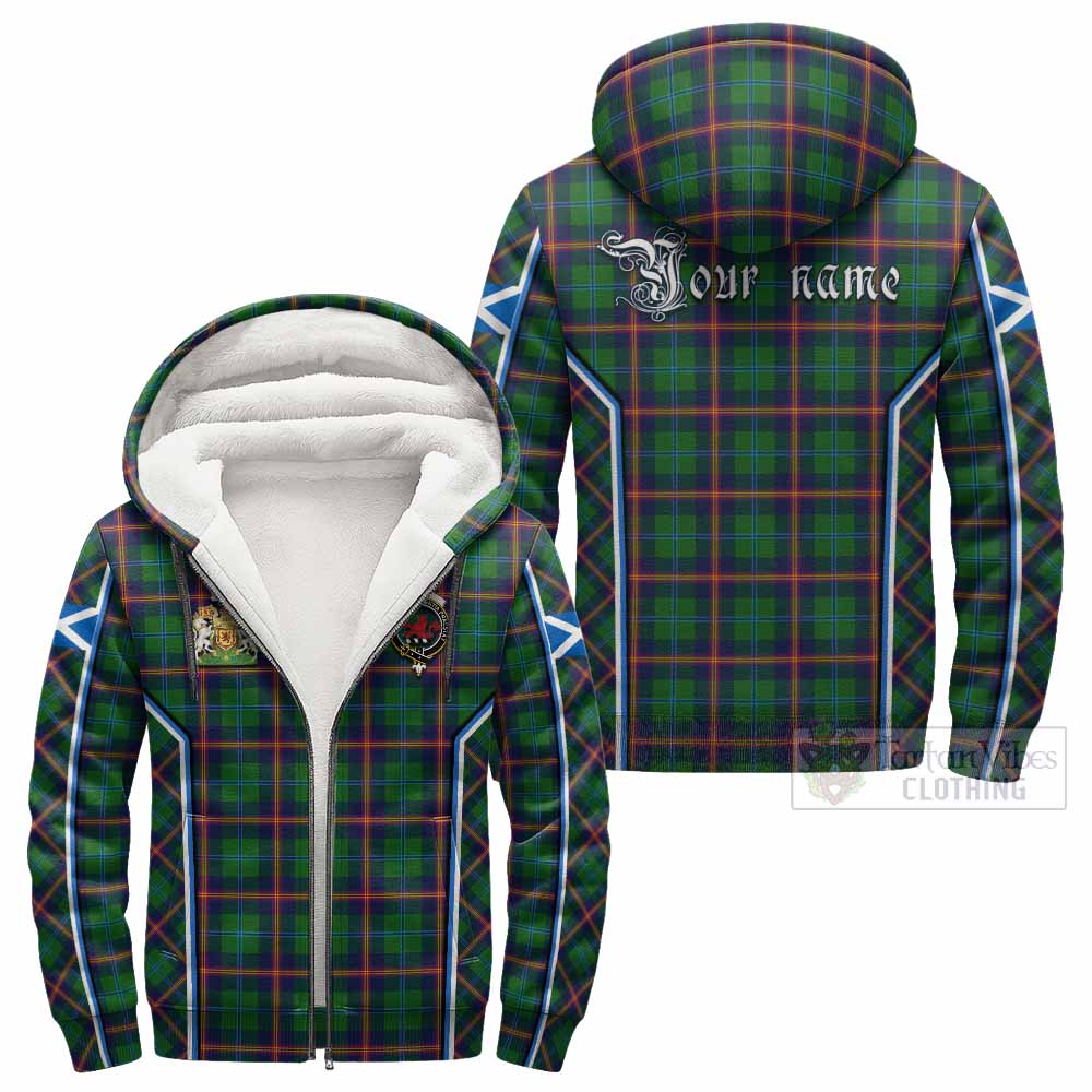 Young Tartan Crest Sherpa Hoodie Scotland Coat of Arm Flag Style - Tartan Vibes Clothing