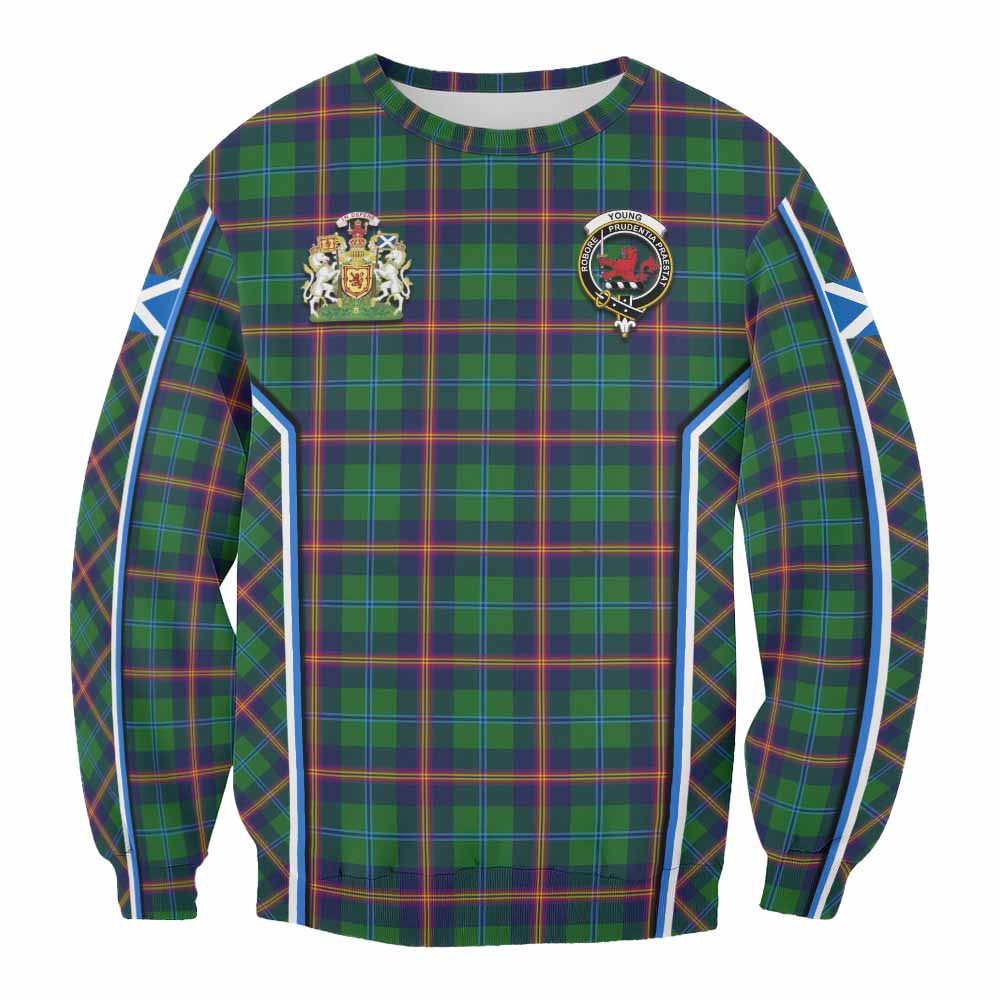 Young Tartan Crest Sweatshirt Scotland Coat of Arm Flag Style - Tartan Vibes Clothing