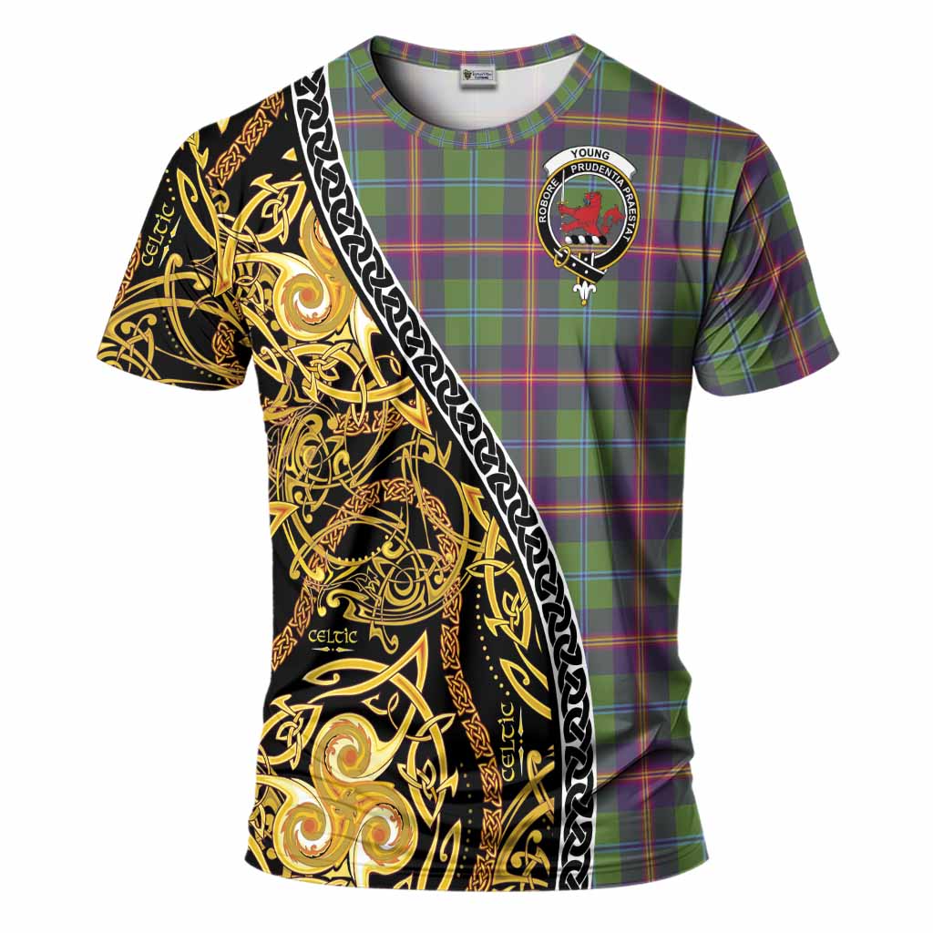 Young Tartan Crest T-Shirt Celtic Knot and Triple Trickle Spiral Symbols