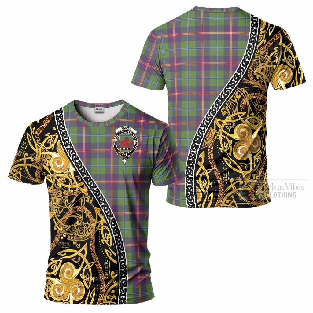 Young Tartan Crest T-Shirt Celtic Knot and Triple Trickle Spiral Symbols