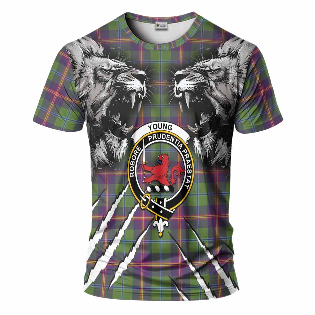 Young Tartan Crest T-Shirt Ferocious Lion Style