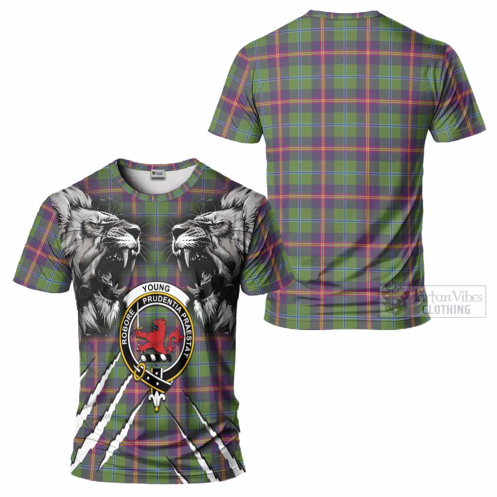 Young Tartan Crest T-Shirt Ferocious Lion Style