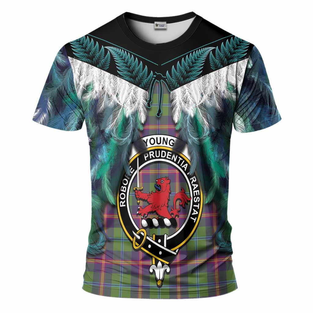 Young Tartan Crest T-Shirt New Zealand Maori Korowai Cloak