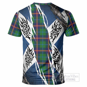 Young Tartan Crest T-Shirt Scotland Flag Ripped Tribal Design