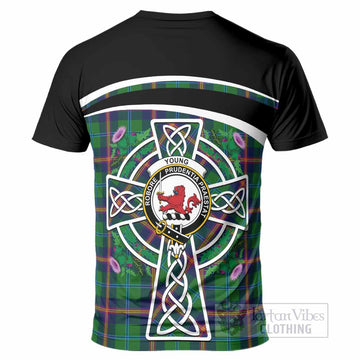 Young Tartan Crest T-Shirt Scottish Thistle Celtic Cross Alba Gu Brath