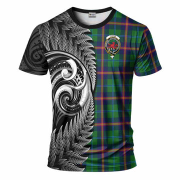 Young Tartan Crest T-Shirt With New Zealand Silver Fern Maori Koru