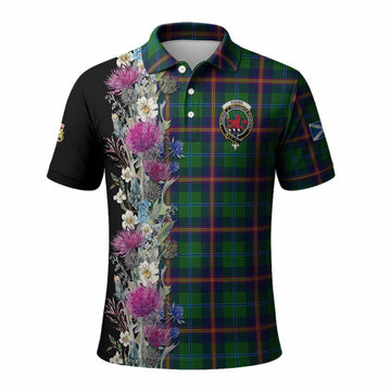 Young Tartan Crest Thistle Floral Polo Shirt Kid - Tartan Vibes Clothing