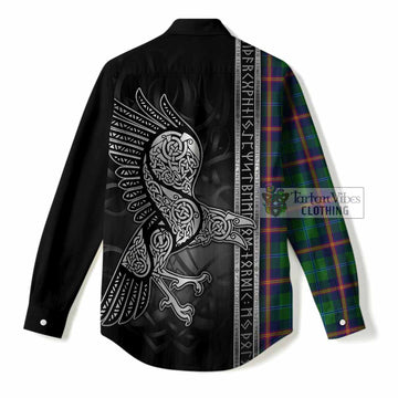 Young Tartan Crest Women Casual Shirt Norse Mythology Viking Odin Crow Tattoo