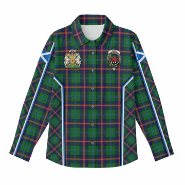 Young Tartan Crest Women Casual Shirt Scotland Coat of Arm Flag Style - Tartan Vibes Clothing