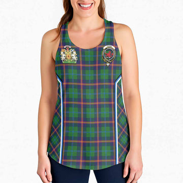 Young Tartan Crest Women Racerback Tanks Scotland Coat of Arm Flag Style