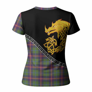 Young Tartan Crest Women T shirt Legendary Dragon Knot Half Style