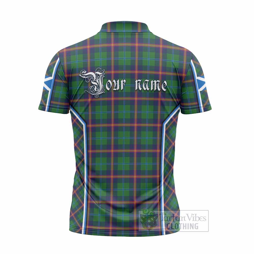 Young Tartan Crest Zipper Polo Shirt Scotland Coat of Arm Flag Style - Tartan Vibes Clothing