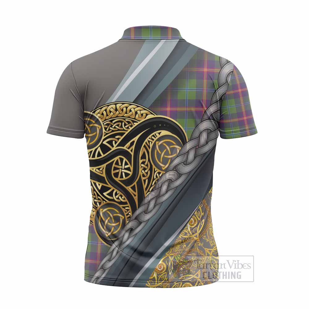 Young Tartan Crest Zipper Polo Shirt Scottish Triskele Celtic