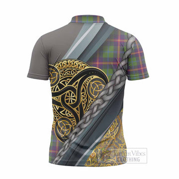 Young Tartan Crest Zipper Polo Shirt Scottish Triskele Celtic