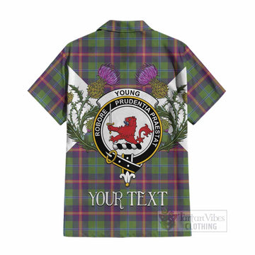 Young Tartan Family Crest Cotton Hawaiian Shirt Scottish Burns Night Thistle Floral