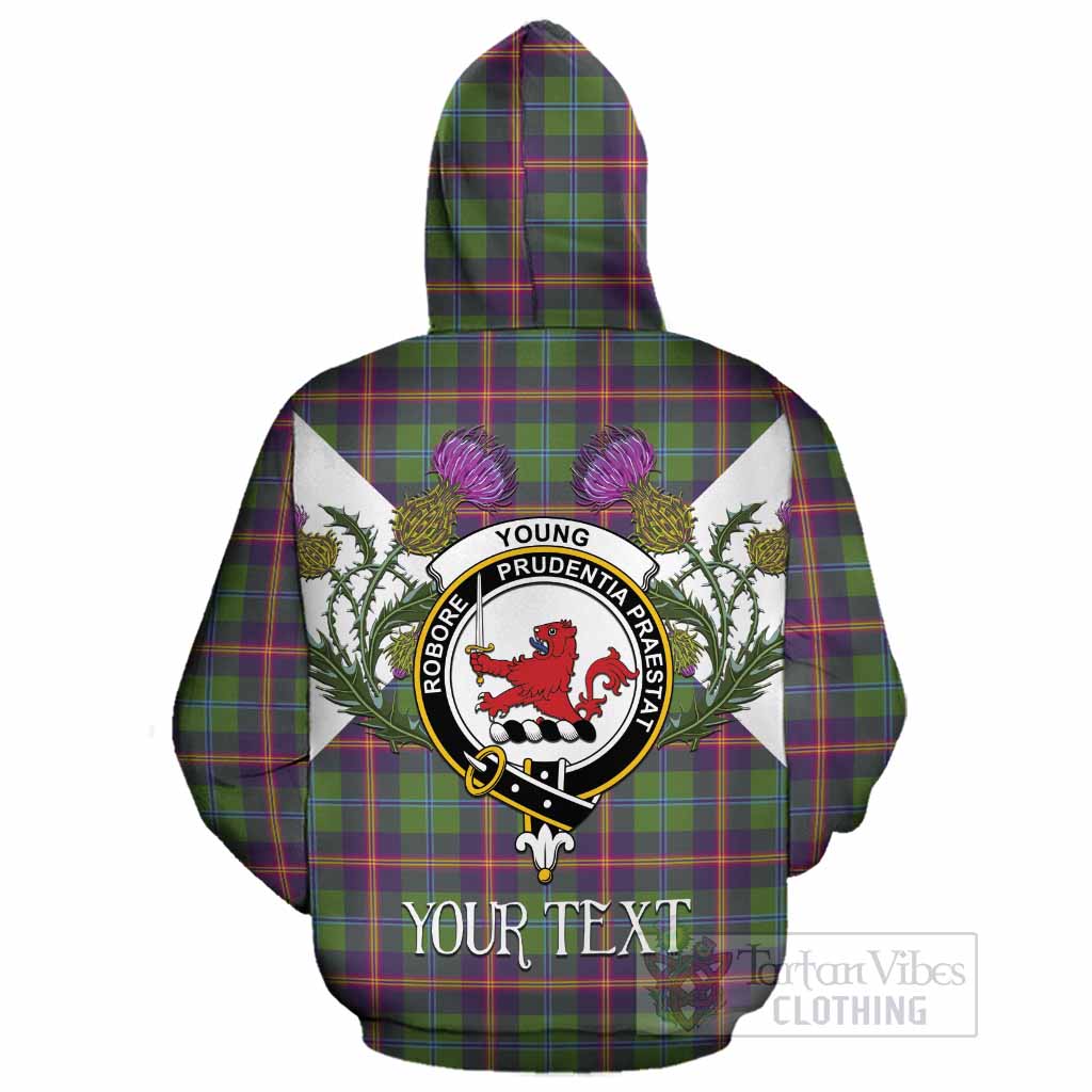 Young Tartan Family Crest Cotton Hoodie Scottish Burns Night Thistle Floral