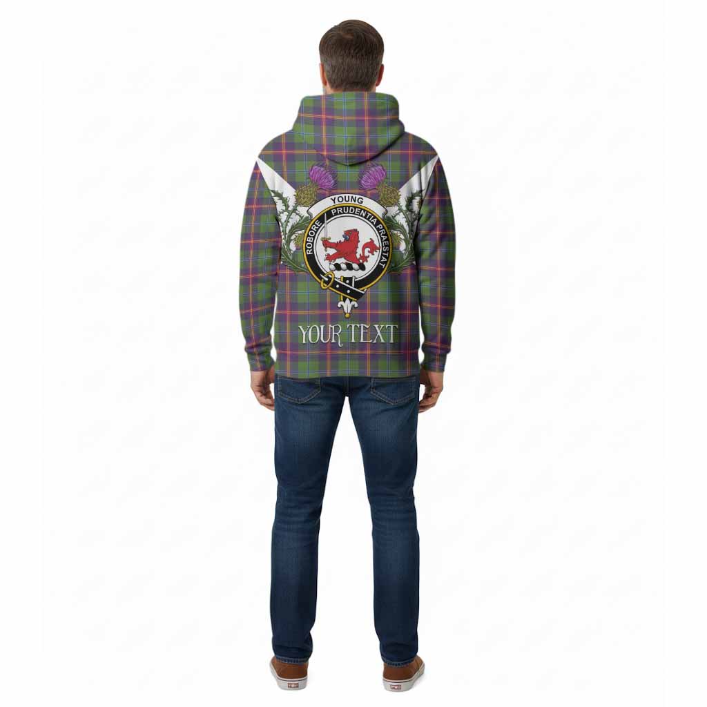 Young Tartan Family Crest Cotton Hoodie Scottish Burns Night Thistle Floral