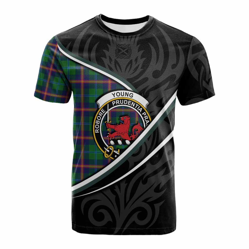 Young Tartan Family Crest Cotton T-shirt Celtic Scottish Thistle Floral - Tartan Vibes Clothing