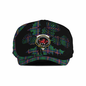 Young Tartan Family Crest Flat Cap, Jeff Cap Scotland Thistle Floral