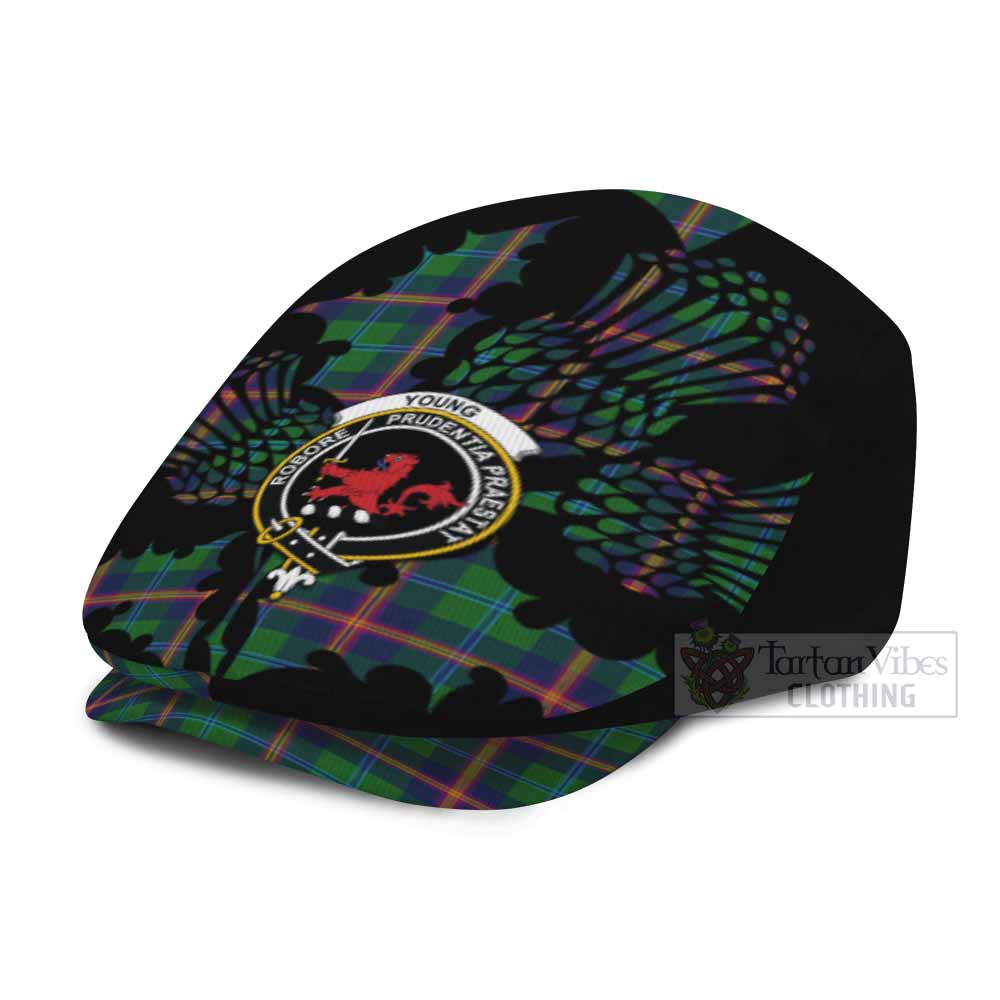 Young Tartan Family Crest Flat Cap, Jeff Cap Scotland Thistle Floral