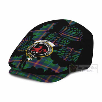 Young Tartan Family Crest Flat Cap, Jeff Cap Scotland Thistle Floral
