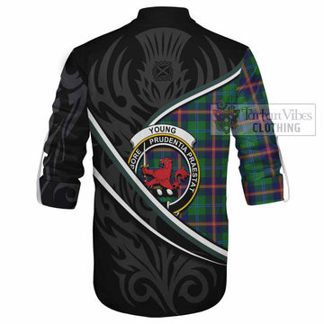Young Tartan Family Crest Ghillie Kilt Shirt Celtic Scottish Thistle Floral