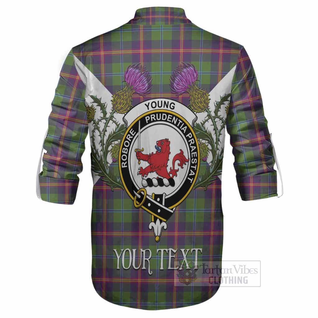 Young Tartan Family Crest Ghillie Shirt Scottish Burns Night Thistle Floral