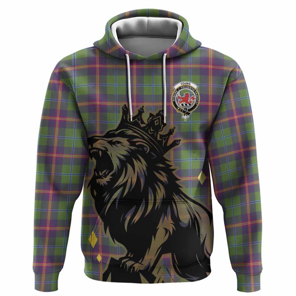 Young Tartan Family Crest Hoodie Crowned Lion Roaring