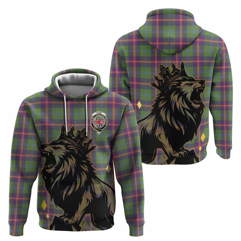 Young Tartan Family Crest Hoodie Crowned Lion Roaring