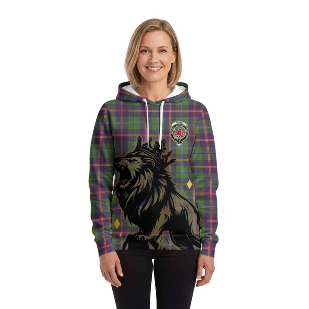 Young Tartan Family Crest Hoodie Crowned Lion Roaring