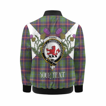 Young Tartan Family Crest Kid Bomber Jacket Scottish Burns Night Thistle Floral