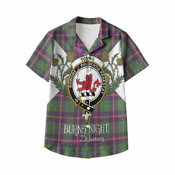Young Tartan Family Crest Kid Hawaiian Shirt Scottish Burns Night Thistle Floral