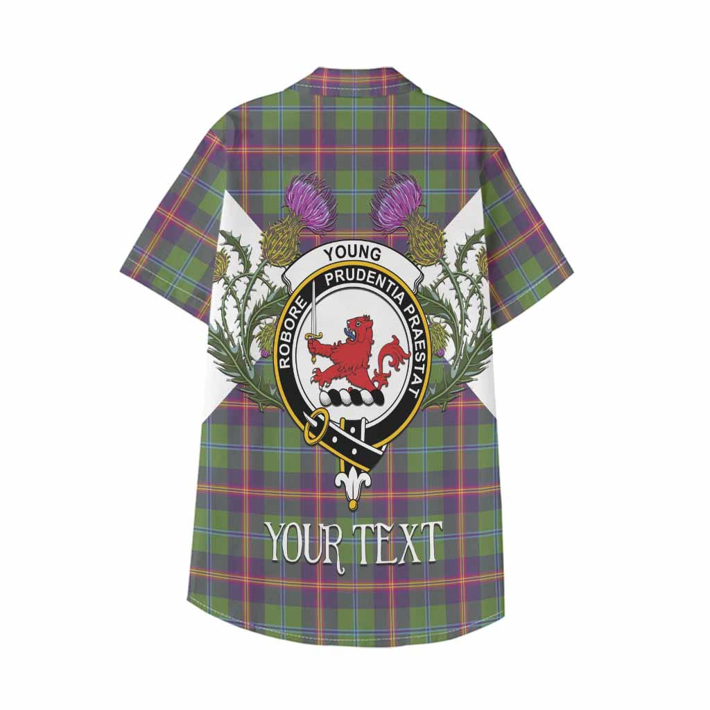 Young Tartan Family Crest Kid Hawaiian Shirt Scottish Burns Night Thistle Floral
