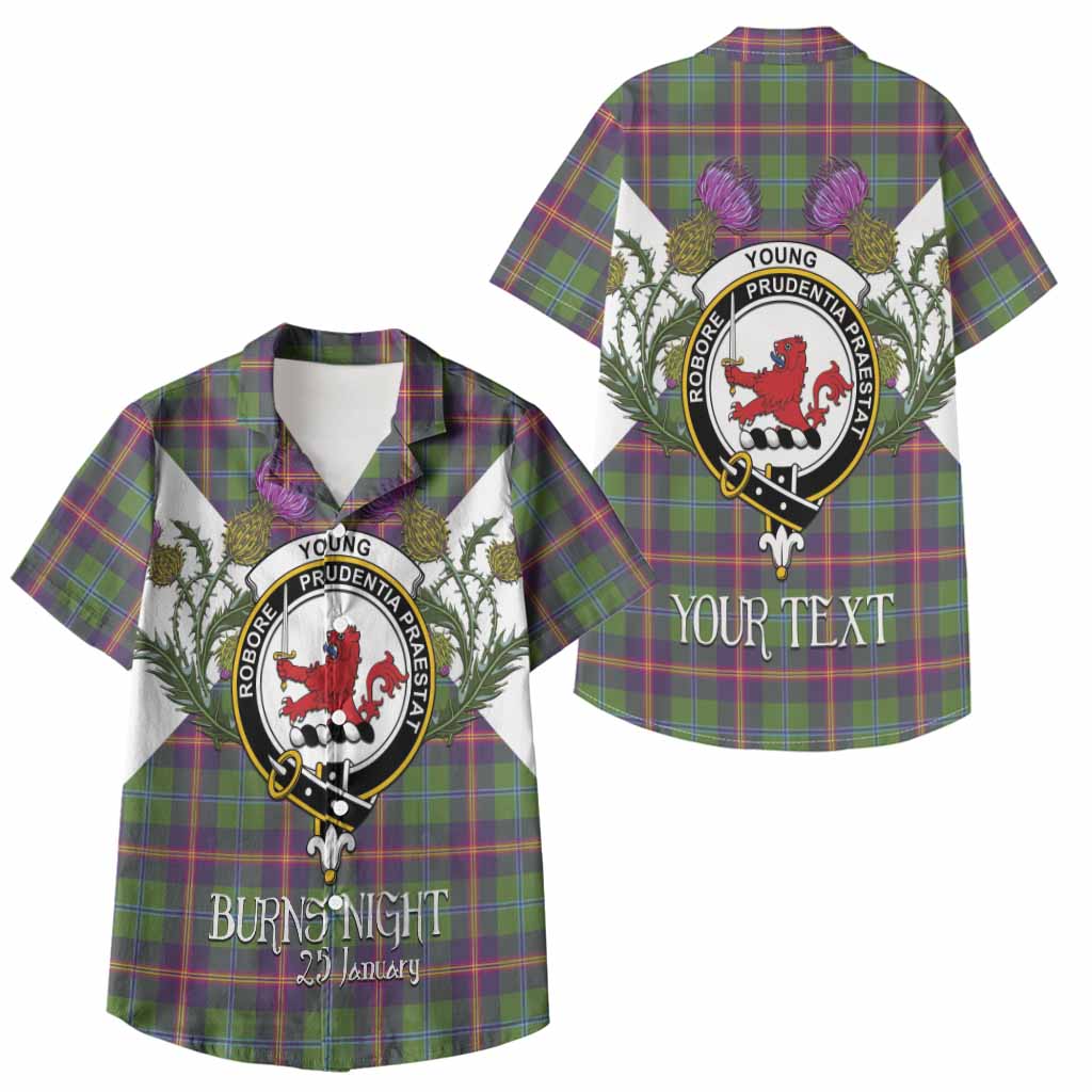 Young Tartan Family Crest Kid Hawaiian Shirt Scottish Burns Night Thistle Floral