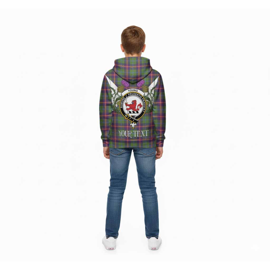 Young Tartan Family Crest Kid Hoodie Scottish Burns Night Thistle Floral