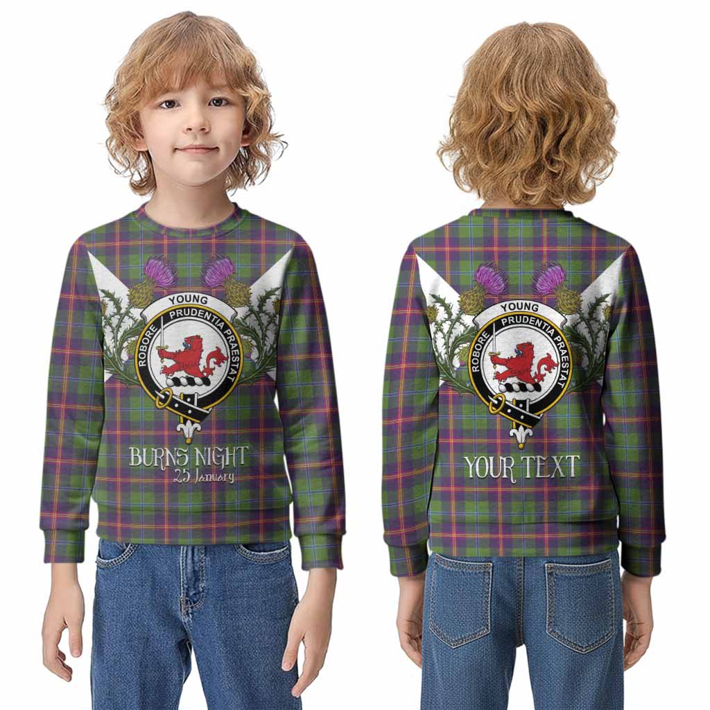 Young Tartan Family Crest Kid Knitted Sweatshirt Scottish Burns Night Thistle Floral