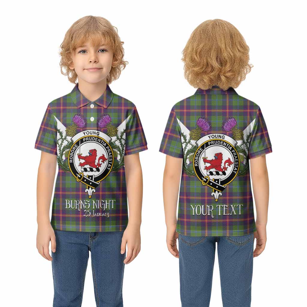 Young Tartan Family Crest Kid Polo Shirt Scottish Burns Night Thistle Floral