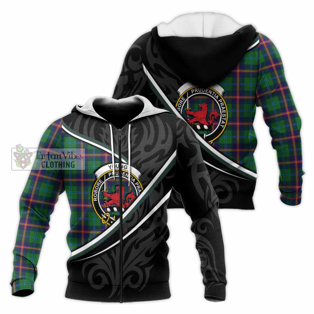 Young Tartan Family Crest Knitted Hoodie Celtic Scottish Thistle Floral - Tartan Vibes Clothing