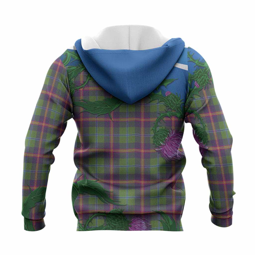 Young Tartan Family Crest Knitted Hoodie Thistle in Minimalism