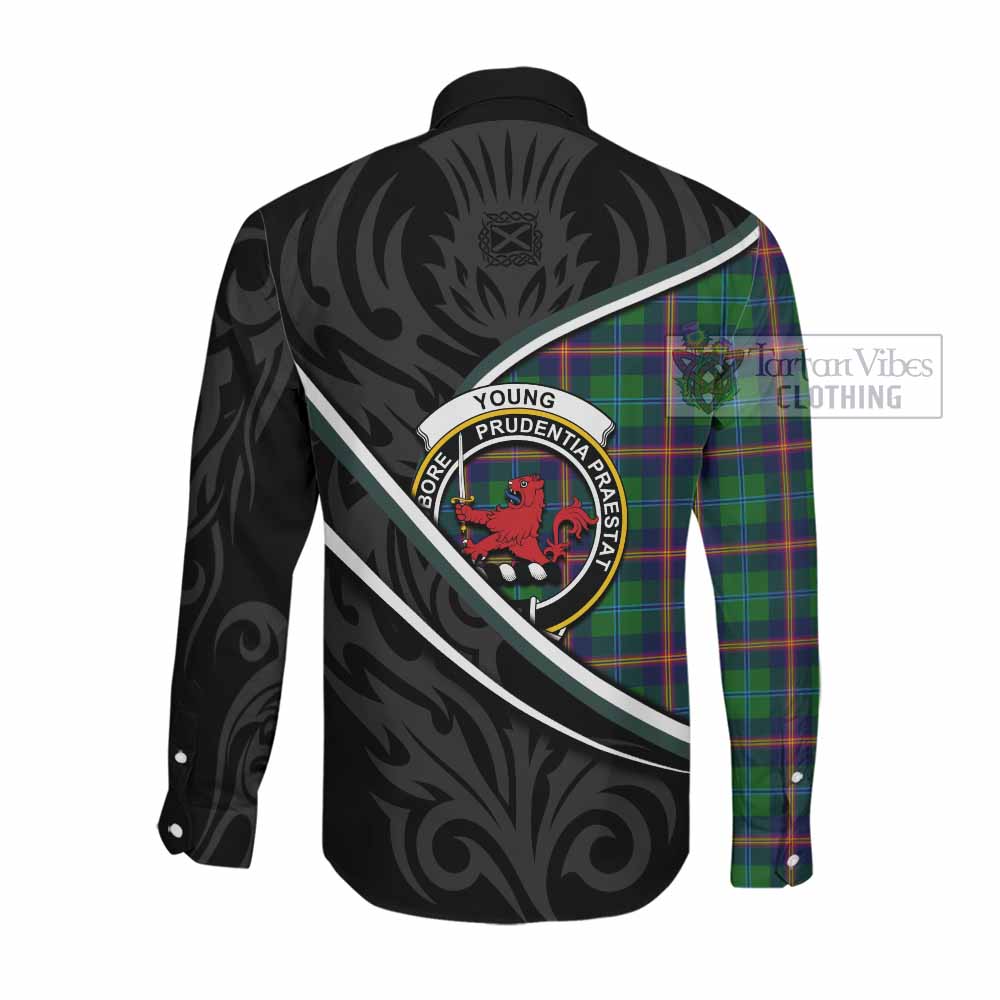 Young Tartan Family Crest Long Sleeve Button Shirts Celtic Scottish Thistle Floral - Tartan Vibes Clothing