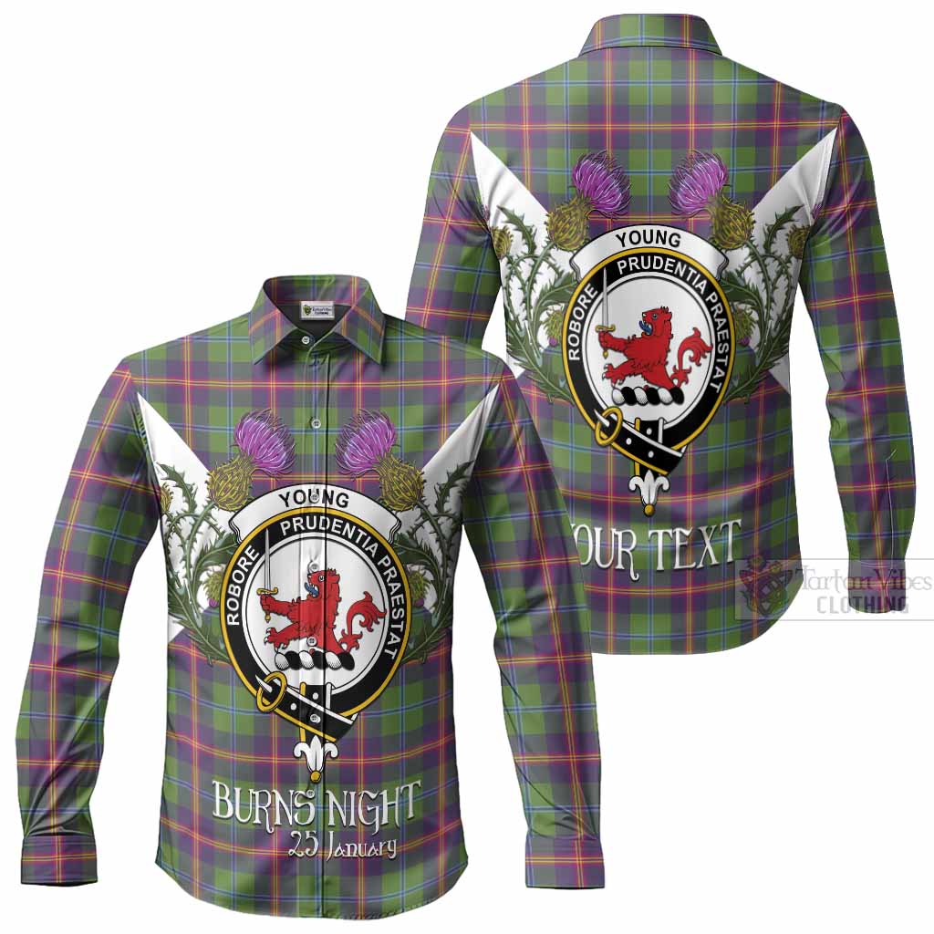 Young Tartan Family Crest Long Sleeve Button Shirts Scottish Burns Night Thistle Floral