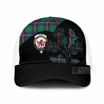 Young Tartan Family Crest Mesh Trucker Cap Scotland Thistle Floral Flag Style